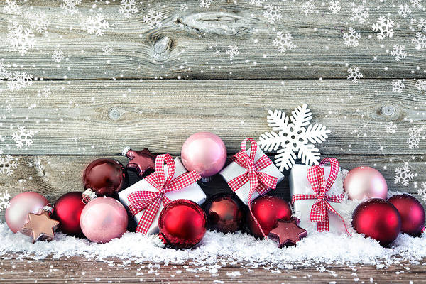 This jpeg image - Christmas Background with Pink and Red Ornaments, is available for free download