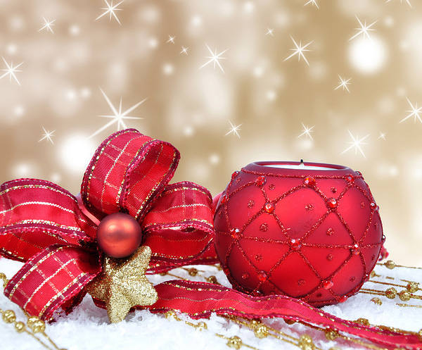 This jpeg image - Christmas Background with Red Candle, is available for free download