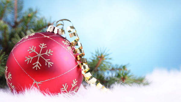 This jpeg image - Christmas Background with Red Christmas Ball, is available for free download