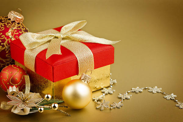 This jpeg image - Christmas Background with Red Gift, is available for free download