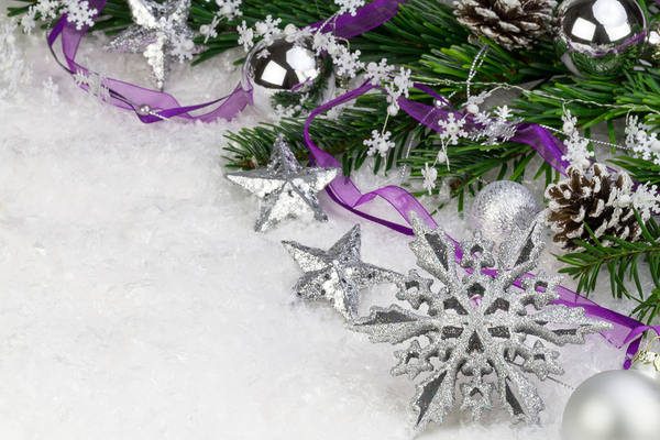 This jpeg image - Christmas Background with Snow and Ornaments, is available for free download