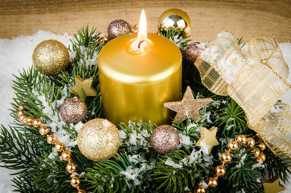 This jpeg image - Christmas Background with Yellow Candle, is available for free download