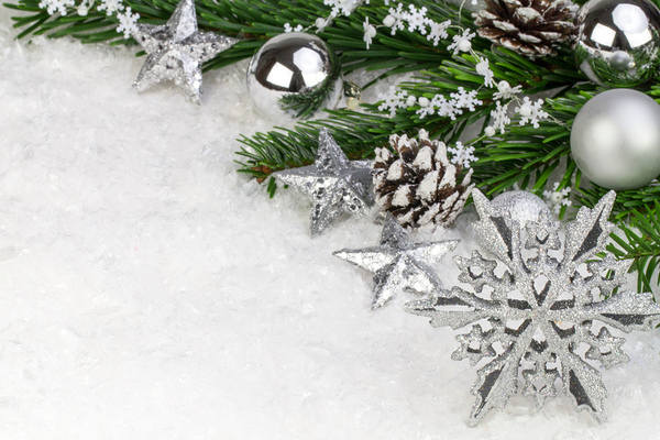 This jpeg image - Christmas Deco Background with Silver Ornaments, is available for free download