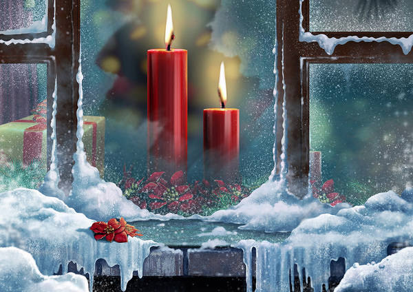 This jpeg image - Christmas Ice Night Window Background, is available for free download