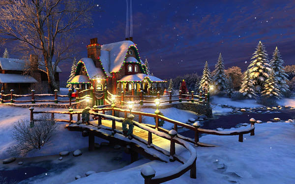 This jpeg image - Christmas Lighted House Background, is available for free download