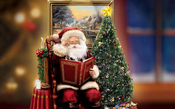 This jpeg image - Christmas Santa Claus with Tree Background, is available for free download