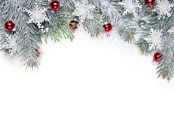 This jpeg image - Christmas Snowy Background with Red Ornaments, is available for free download