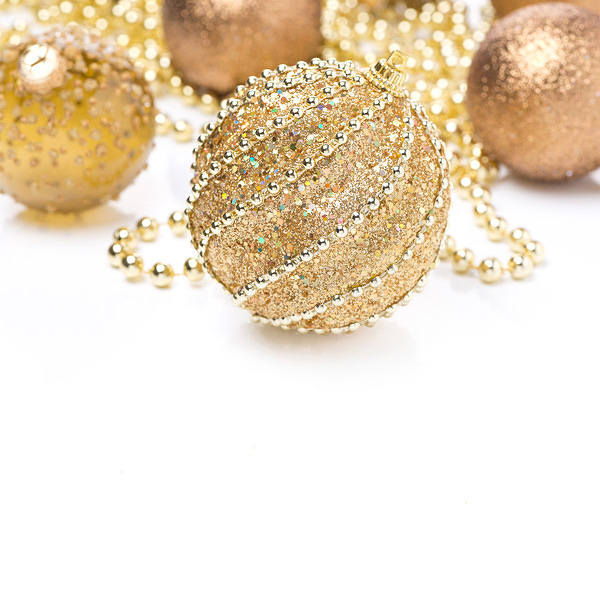 This jpeg image - Christmas White Background with Gold Christmas Balls, is available for free download