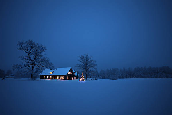 This jpeg image - Christmas Winter House Background, is available for free download