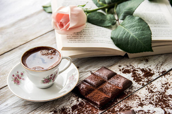This jpeg image - Coffee Chocolate and Rose Background, is available for free download