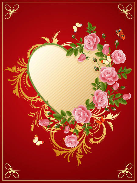 This jpeg image - Cute Background with Heart and Roses, is available for free download