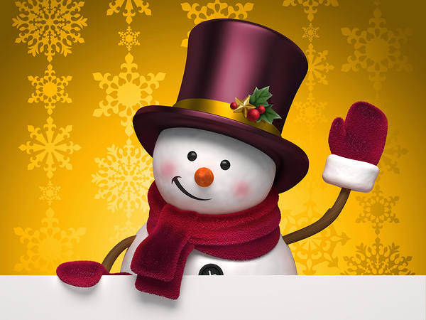 This jpeg image - Cute Gold Background with Snowman, is available for free download