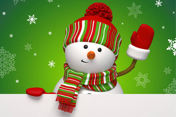 This jpeg image - Cute Green Background with Snowman, is available for free download
