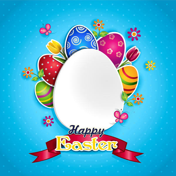 This jpeg image - Easter Blue Background with Eggs, is available for free download