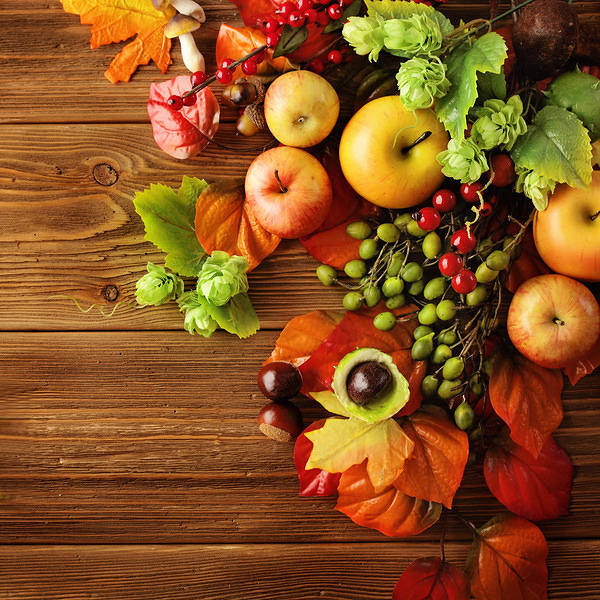 This jpeg image - Fall Background with Fruits and Leaves, is available for free download