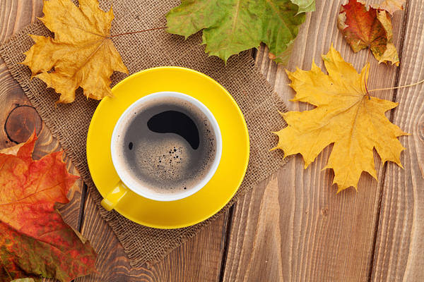 This jpeg image - Fall Background with Leaves and Cup of Coffee, is available for free download