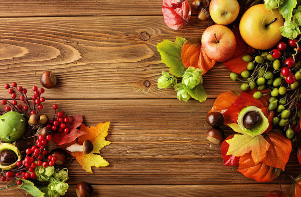 This jpeg image - Fall Wooden Background with Fruits, is available for free download