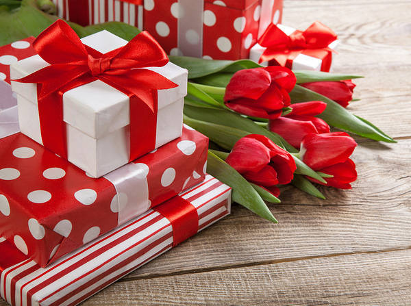This jpeg image - Gift Boxes and Tulips Background, is available for free download