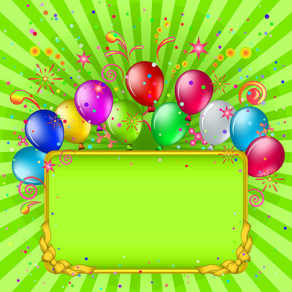 This jpeg image - Green Birthday Background with Balloons, is available for free download
