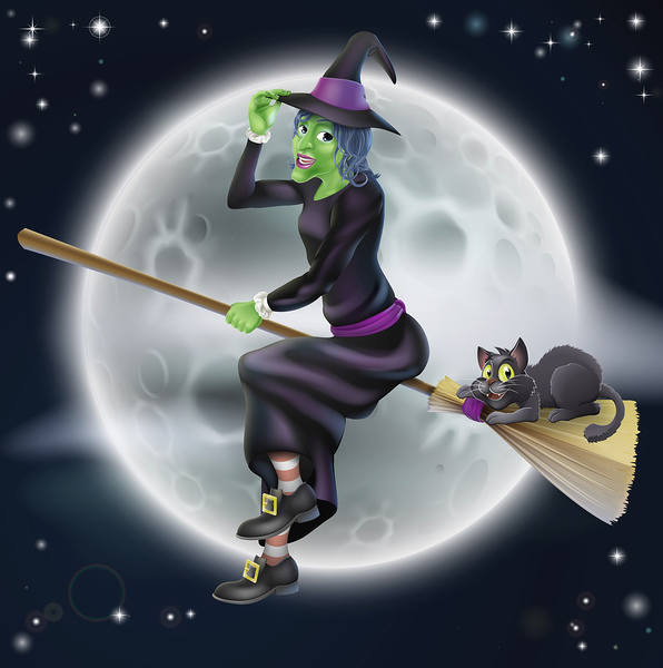 This jpeg image - Halloween Background with Witch, is available for free download