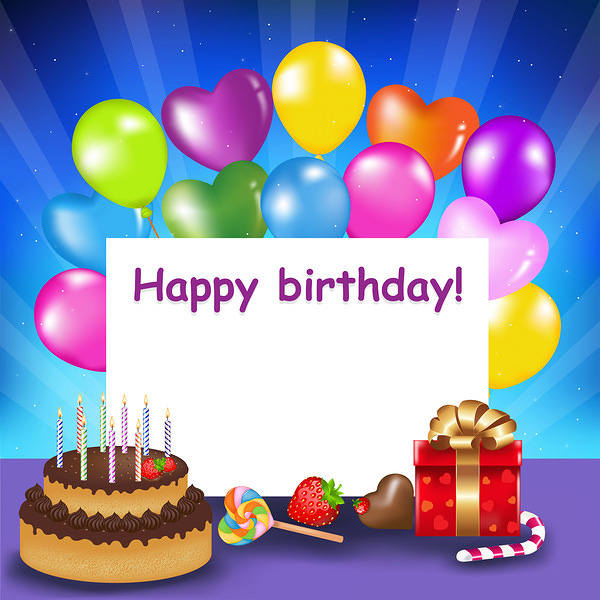 This jpeg image - Happy Birthday Background with Cake and Balloons, is available for free download