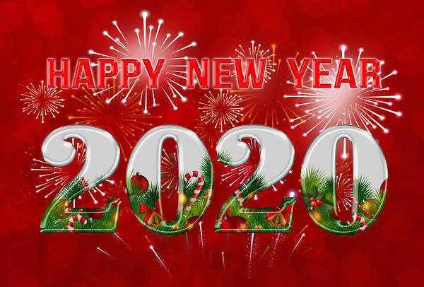 This jpeg image - Happy New Year 2020 Red Background, is available for free download