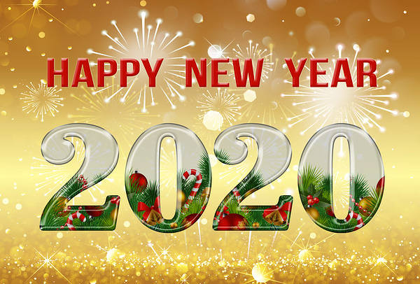 This jpeg image - Happy New Year 2020 Yellow Background, is available for free download