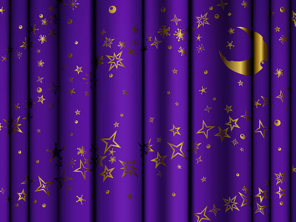 This jpeg image - Magical Curtains with Gold Stars and Moon Background, is available for free download