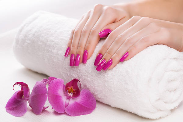 This jpeg image - Manicure with Purple Orchids Background, is available for free download