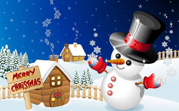 This jpeg image - Merry Christmas Background with Snowman, is available for free download