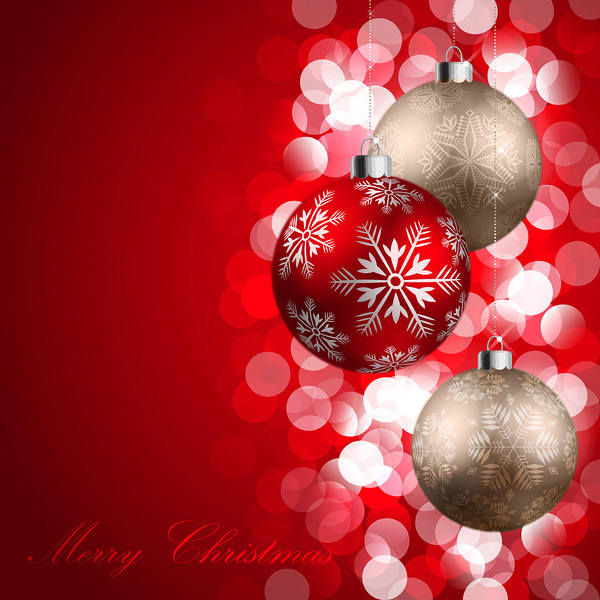 This jpeg image - Merry Christmas Red Background with Ornaments, is available for free download