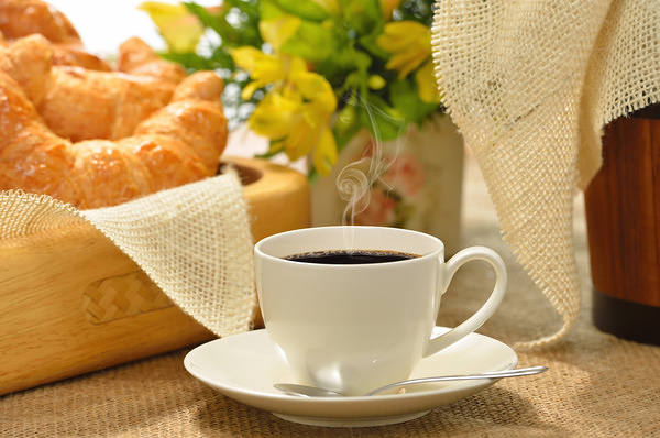 This jpeg image - Morning Coffee and Croissant Background, is available for free download