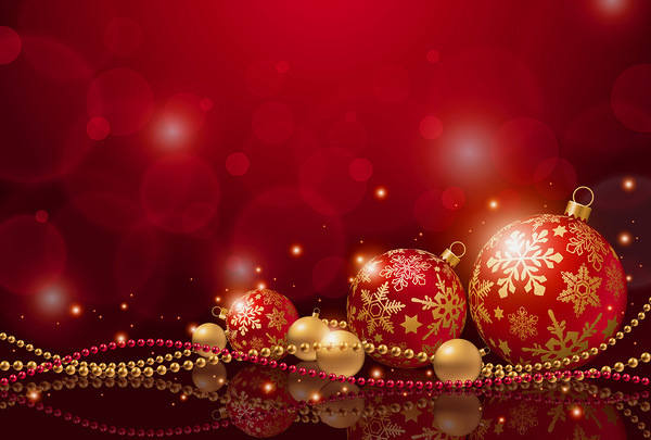 This jpeg image - Red Christmas Background with Christmas Balls, is available for free download