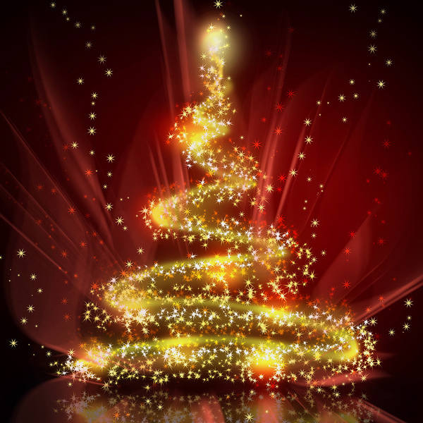 This jpeg image - Red Christmas Background with Gold Tree, is available for free download