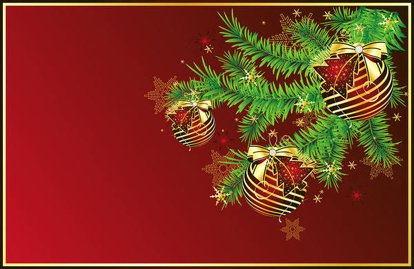 This jpeg image - Red Christmas Background with Pine Branches, is available for free download