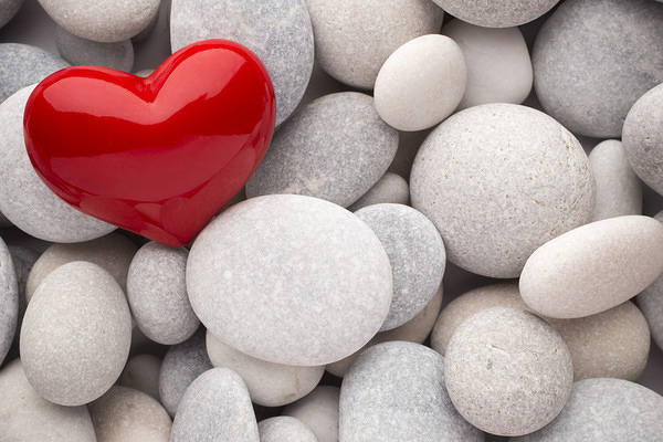 This jpeg image - Red Heart and White Stones Background, is available for free download