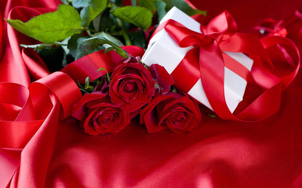 This jpeg image - Red Roses Satin Background, is available for free download