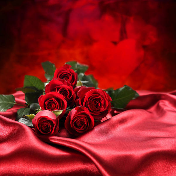 This jpeg image - Red Roses with Satin Red Background, is available for free download