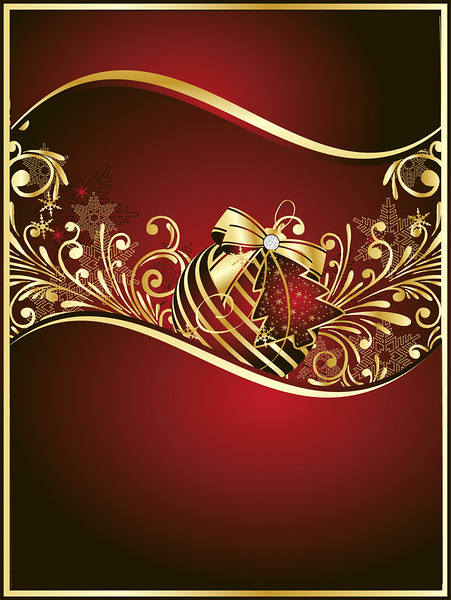 This jpeg image - Red and Gold Christmas Background with Christmas Balls, is available for free download