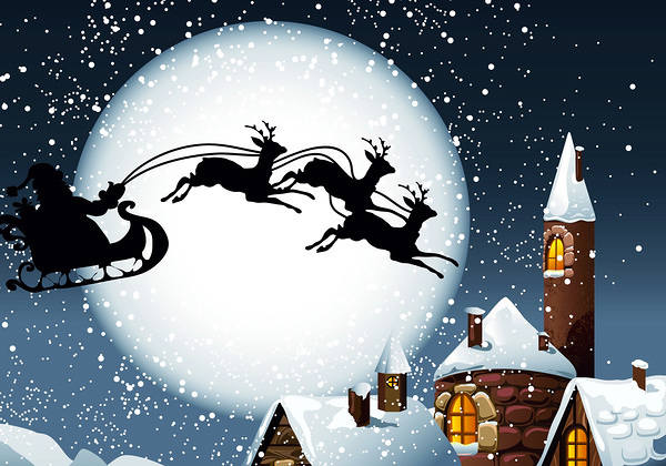 This jpeg image - Santa with Sleigh Night Background, is available for free download