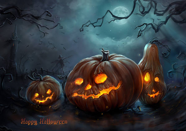 This jpeg image - Scary Pumpkins Background, is available for free download