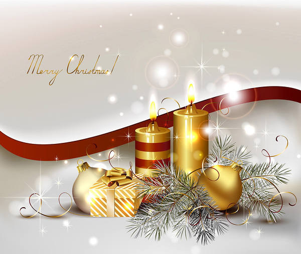 This jpeg image - Silver Christmas Background with Gold Candles, is available for free download