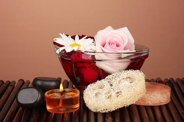 This jpeg image - Spa Background with Candle and Rose, is available for free download