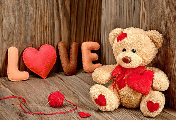 This jpeg image - Valentine's Background with Love and Teddy Bear, is available for free download