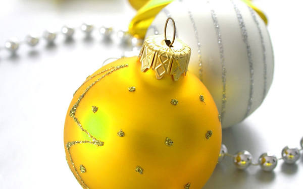 This jpeg image - White Christmas Background with Two Christmas Balls (2), is available for free download