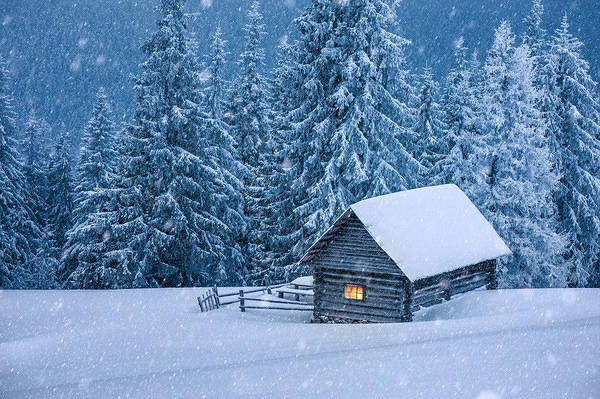 This jpeg image - Winter Cabin Background, is available for free download