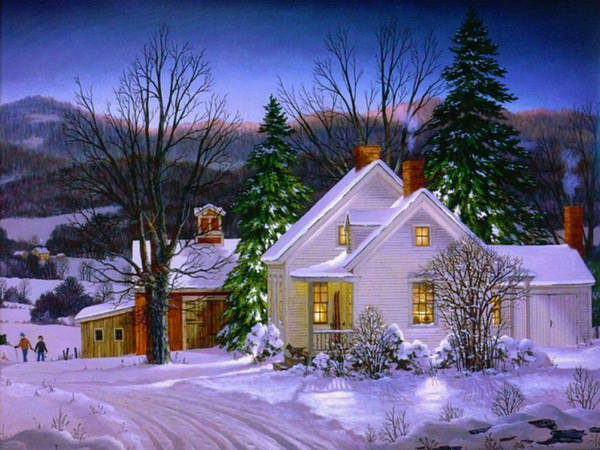 This jpeg image - Winter Houses Background, is available for free download