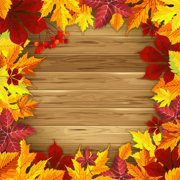 This jpeg image - Wooden Fall Background with Fall Leaves, is available for free download
