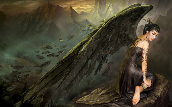 This jpeg image - Beautiful Black Angel Wallpaper, is available for free download