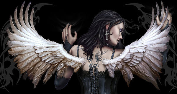 This jpeg image - Beautiful Dark Angel Wallpaper, is available for free download